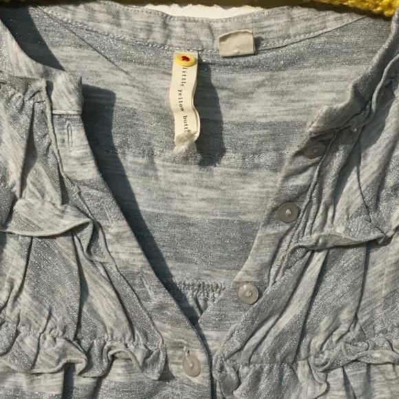 Anthropologie Little Yellow Button Gray Striped Top Size Small‎ - Picture 2 of 7